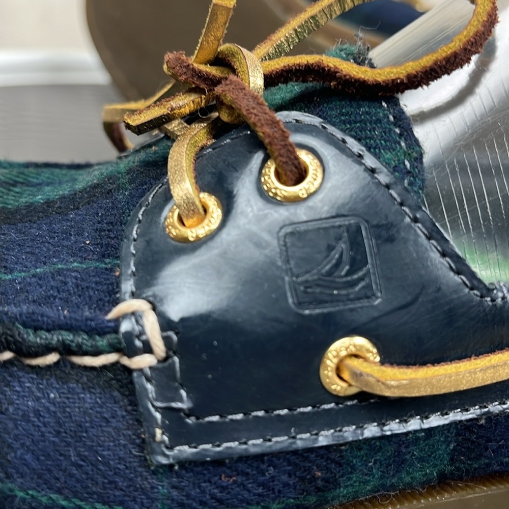 Sperry Blue and Green Plaid Topsider Boat Shoes Womens 7.5 - Picture 10 of 15
